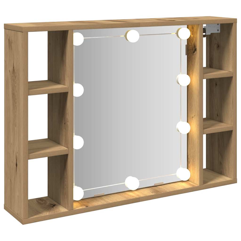 vidaXL Mirror Cabinet with LED Artisan Oak 76x15x55 cm Engineered Wood 6