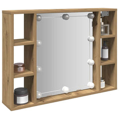 vidaXL Mirror Cabinet with LED Artisan Oak 76x15x55 cm Engineered Wood 1