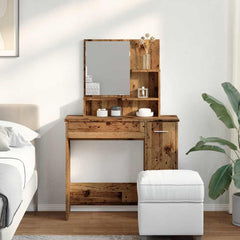 vidaXL Dressing Table with Mirror Old Wood 86.5x35x136 cm 3