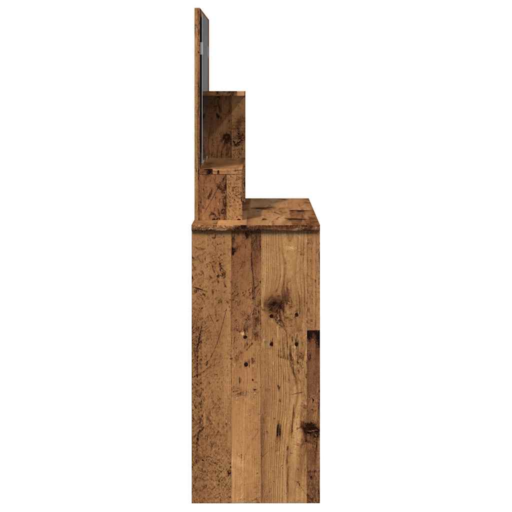 vidaXL Dressing Table with Mirror Old Wood 86.5x35x136 cm 5