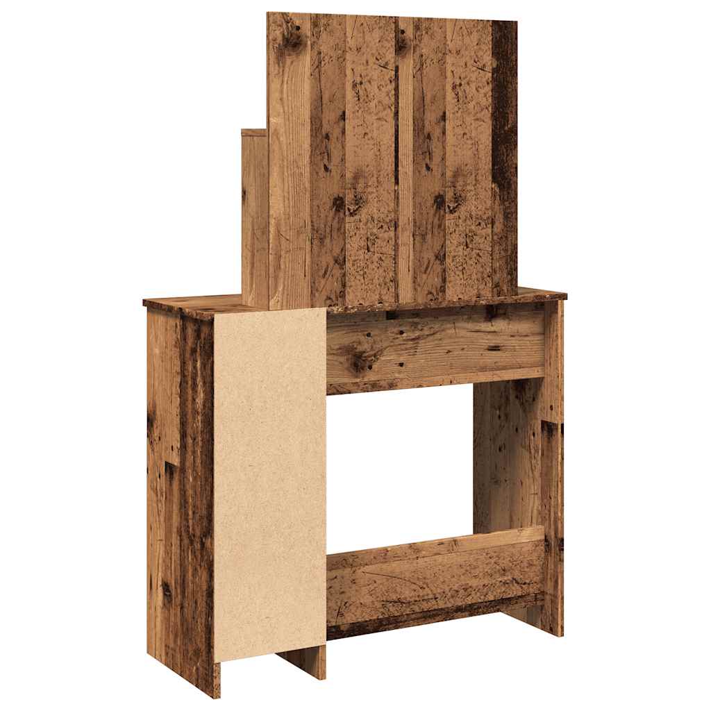 vidaXL Dressing Table with Mirror Old Wood 86.5x35x136 cm 6