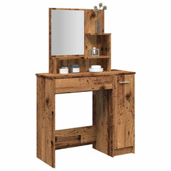 vidaXL Dressing Table with Mirror Old Wood 86.5x35x136 cm 1