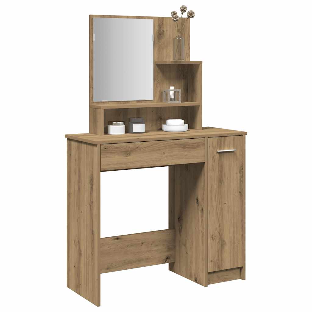 vidaXL Dressing Table with Mirror Artisan Oak 86.5x35x136 cm 1