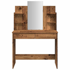 vidaXL Dressing Table with Mirror Old Wood 96x39x142 cm 4