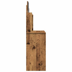 vidaXL Dressing Table with Mirror Old Wood 96x39x142 cm 5