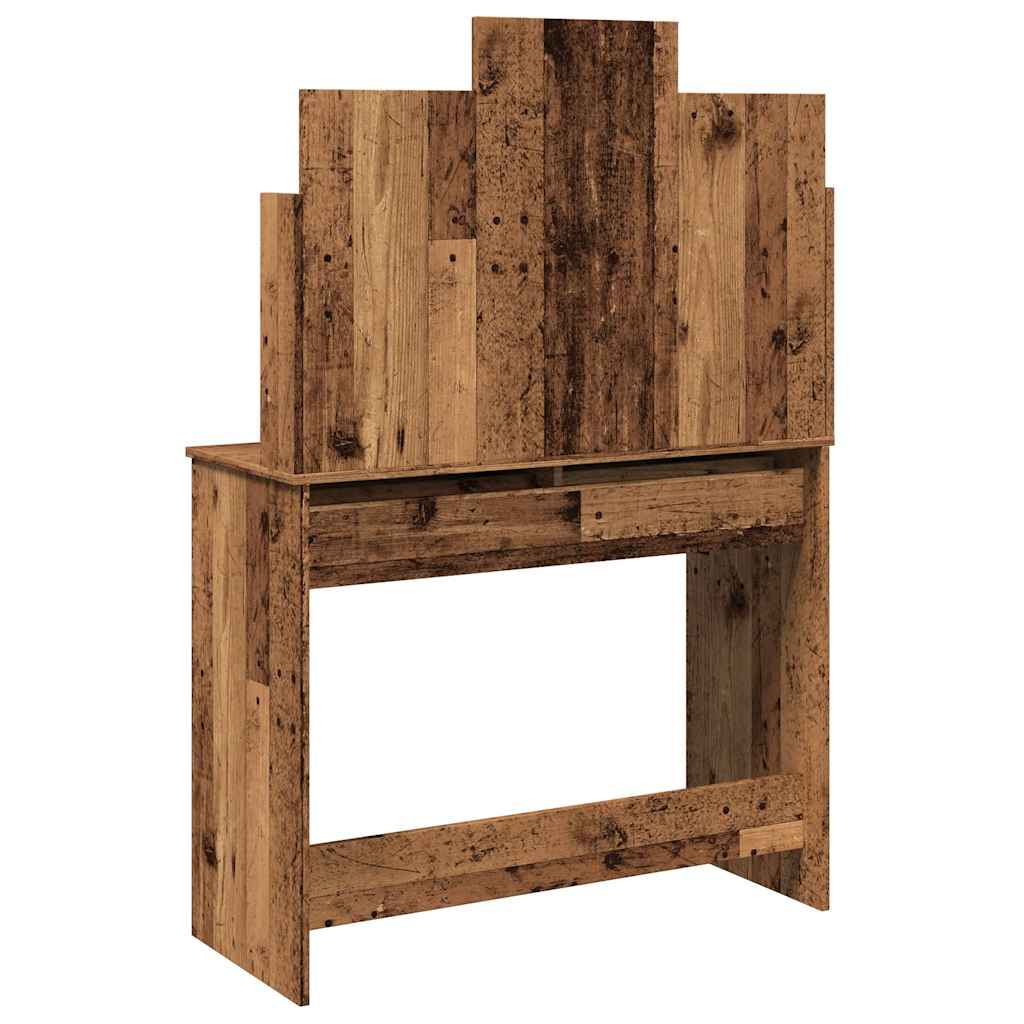 vidaXL Dressing Table with Mirror Old Wood 96x39x142 cm 6