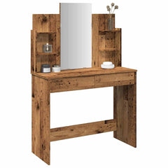 vidaXL Dressing Table with Mirror Old Wood 96x39x142 cm 1