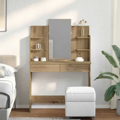 vidaXL Dressing Table with Mirror Artisan Oak 96x39x142 cm 3