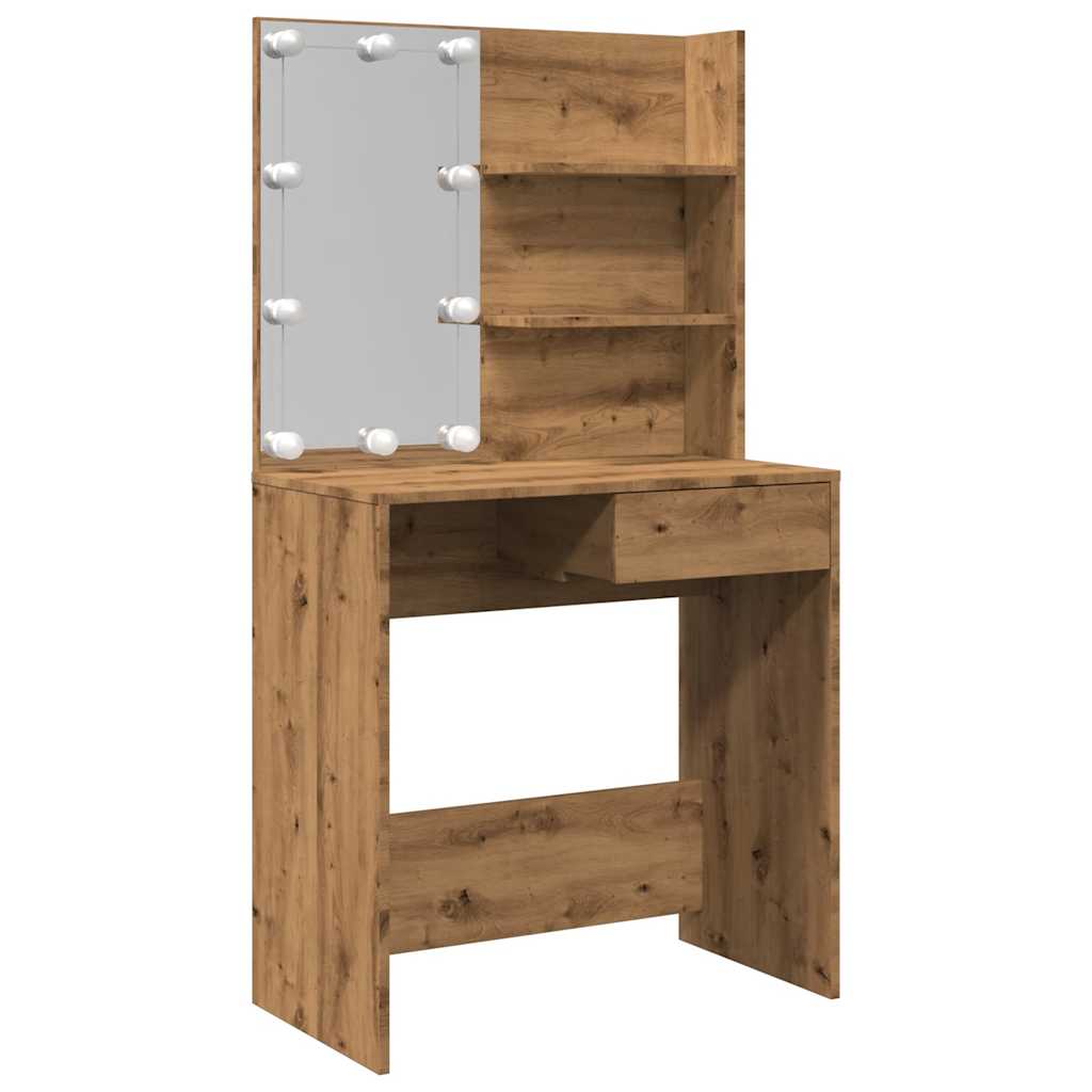 vidaXL Dressing Table with LED Artisan Oak 74.5x40x141 cm 2