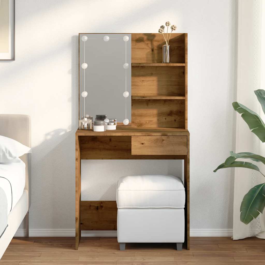 vidaXL Dressing Table with LED Artisan Oak 74.5x40x141 cm 3