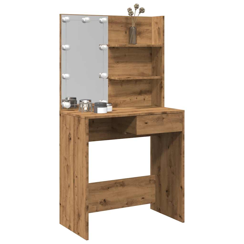 vidaXL Dressing Table with LED Artisan Oak 74.5x40x141 cm 1