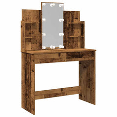 Dressing Table with LED Lights 96x40x142 cm Old wood