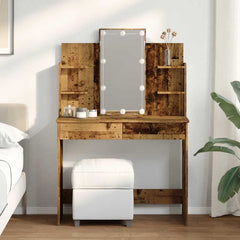 Dressing Table with LED Lights 96x40x142 cm Old wood