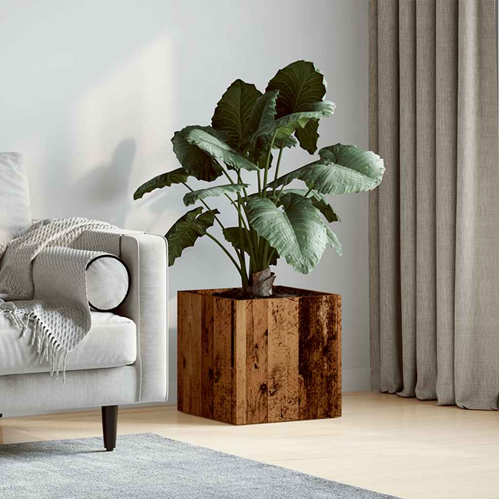 vidaXL Planter Box Old Wood 40x40x40 cm Engineered Wood 3