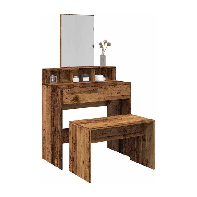 vidaXL Dressing Stool Old Wood 70x35x45 cm Engineered Wood 1