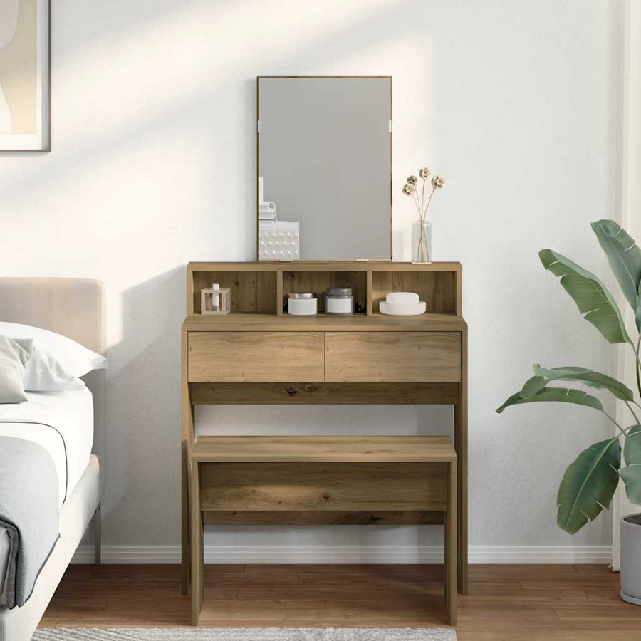 vidaXL Dressing Stool Artisan Oak 70x35x45 cm Engineered Wood 1