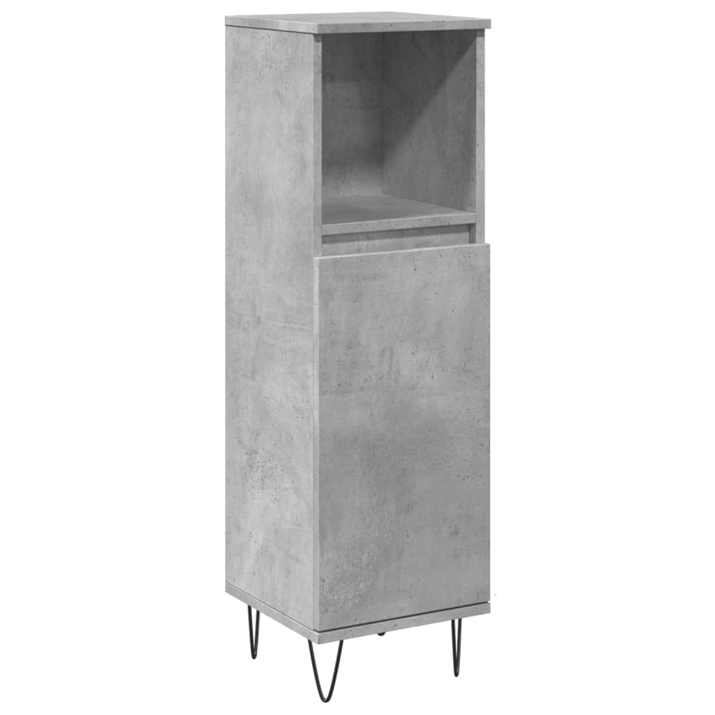 vidaXL Bathroom Cabinet Concrete Grey 30x30x100 cm Engineered Wood 2