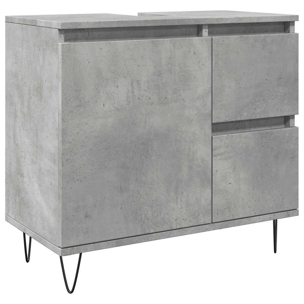 vidaXL Bathroom Sink Cabinet Concrete Grey 65x33x60 cm Engineered Wood 2