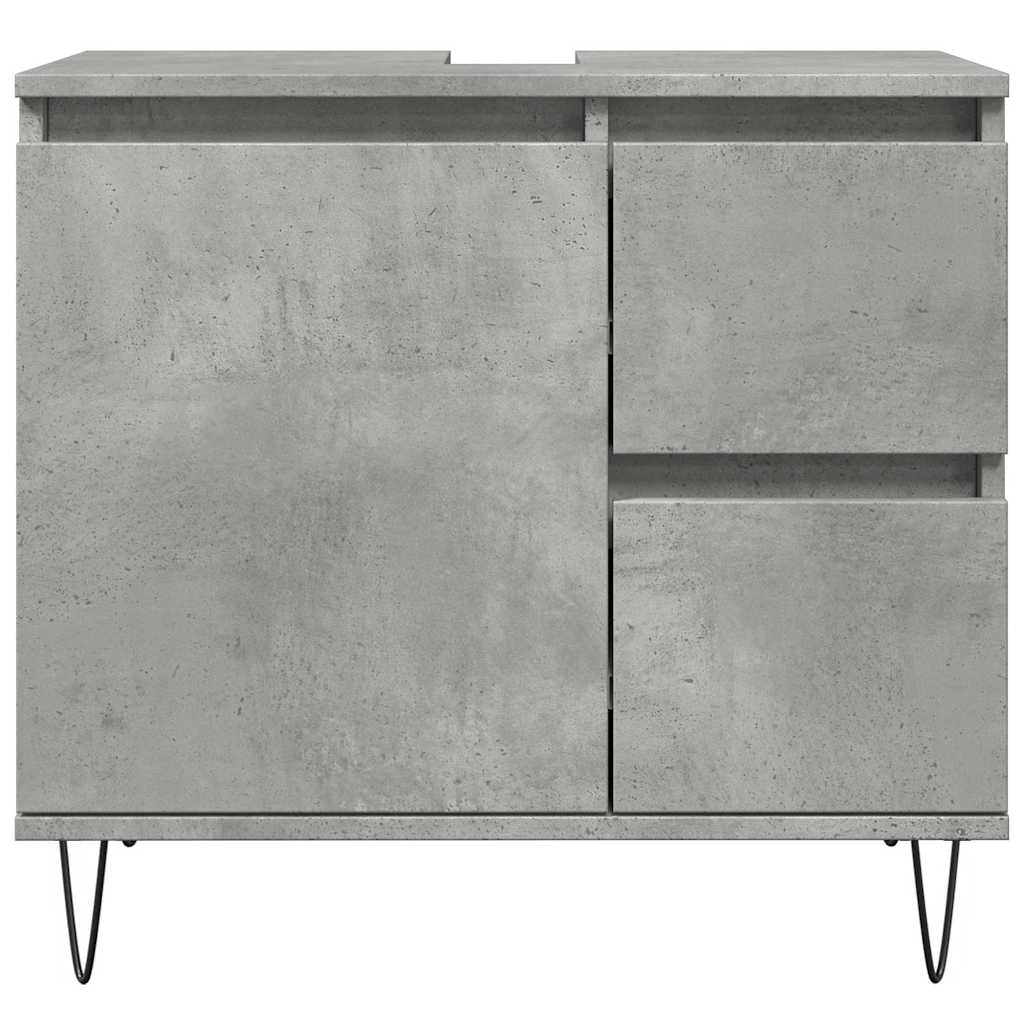 vidaXL Bathroom Sink Cabinet Concrete Grey 65x33x60 cm Engineered Wood 4