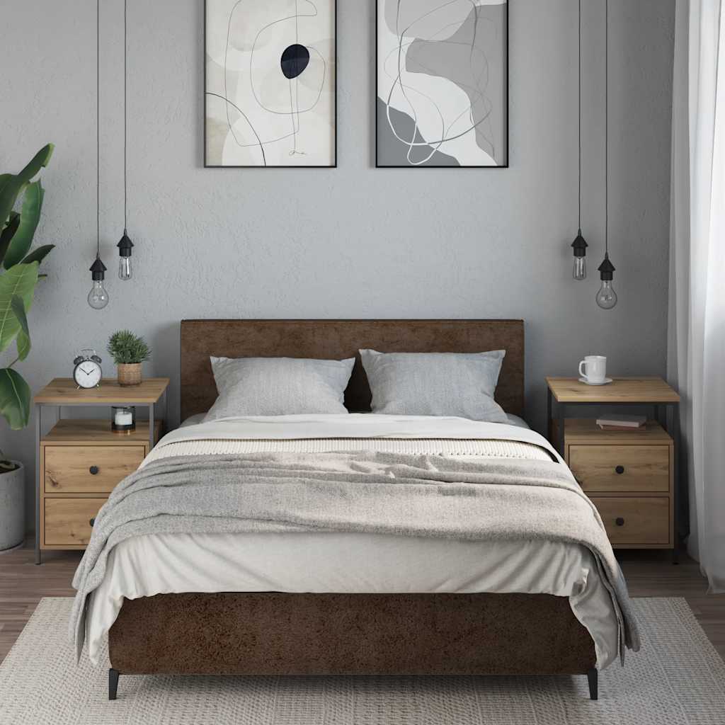 vidaXL Bedside Cabinets 2 pcs Artisan Oak 44x45x60 cm Engineered Wood 3