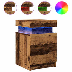 vidaXL Bedside Cabinet with LED Old Wood 35x39x55 cm Engineered Wood 2