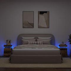 vidaXL Bedside Cabinets with LED 2 pcs Old Wood 35x39x55 cm Engineered Wood 1