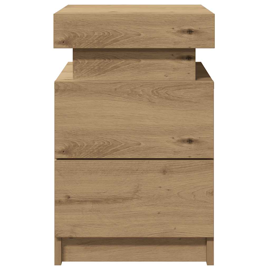 vidaXL Bedside Cabinets with LED 2 pcs Artisian Oak 35x39x55 cm Engineered Wood 5
