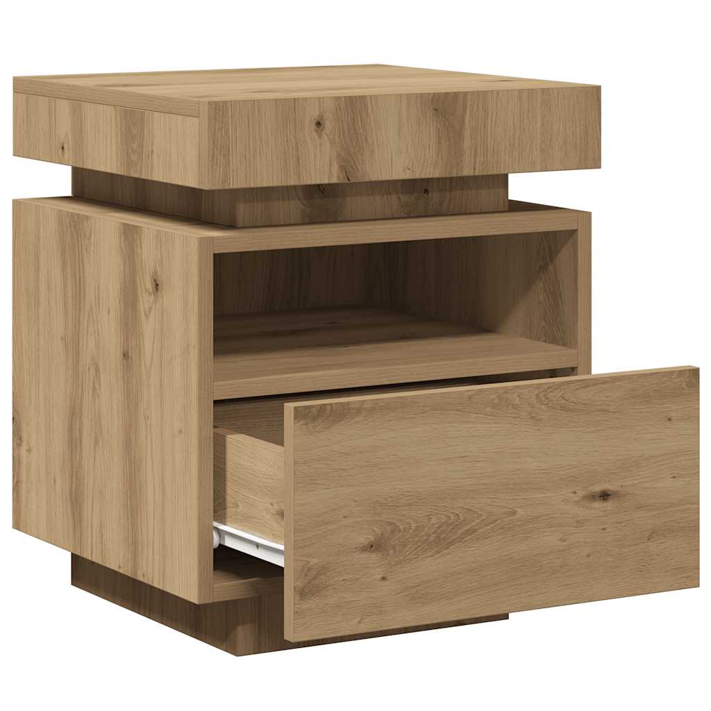 vidaXL Bedside Cabinets with LED Lights 2 pcs Artisan Oak 40x39x48,5 cm 5