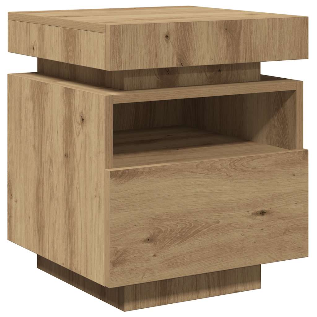 vidaXL Bedside Cabinets with LED Lights 2 pcs Artisan Oak 40x39x48,5 cm 6