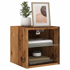 vidaXL TV Wall Cabinets with LED Lights 2 pcs Old Wood 30x28,5x30 cm 1