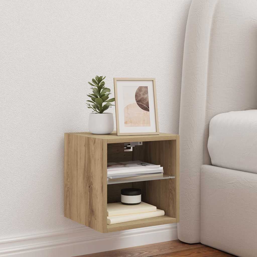 TV Wall Cabinet with LED Lights Artisan Oak, image 4