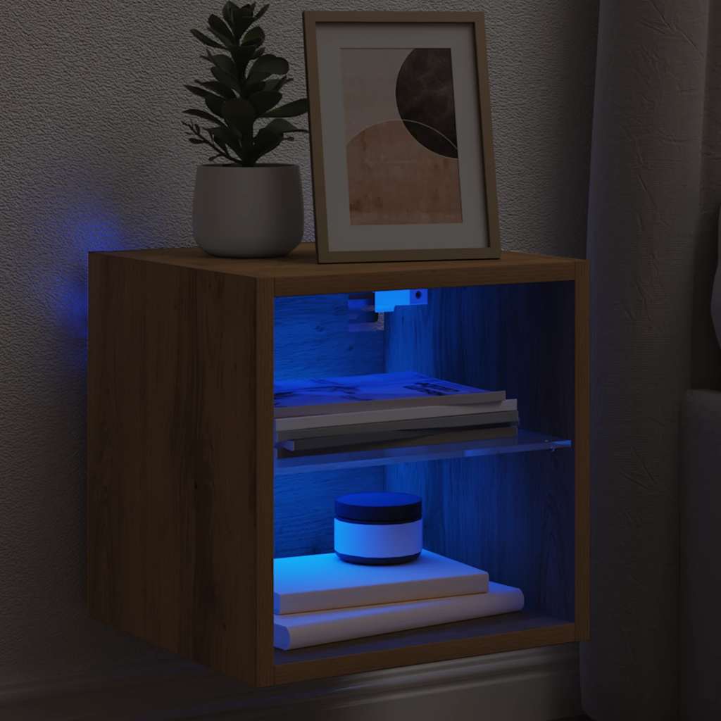 TV Wall Cabinet with LED Lights Artisan Oak, image 6