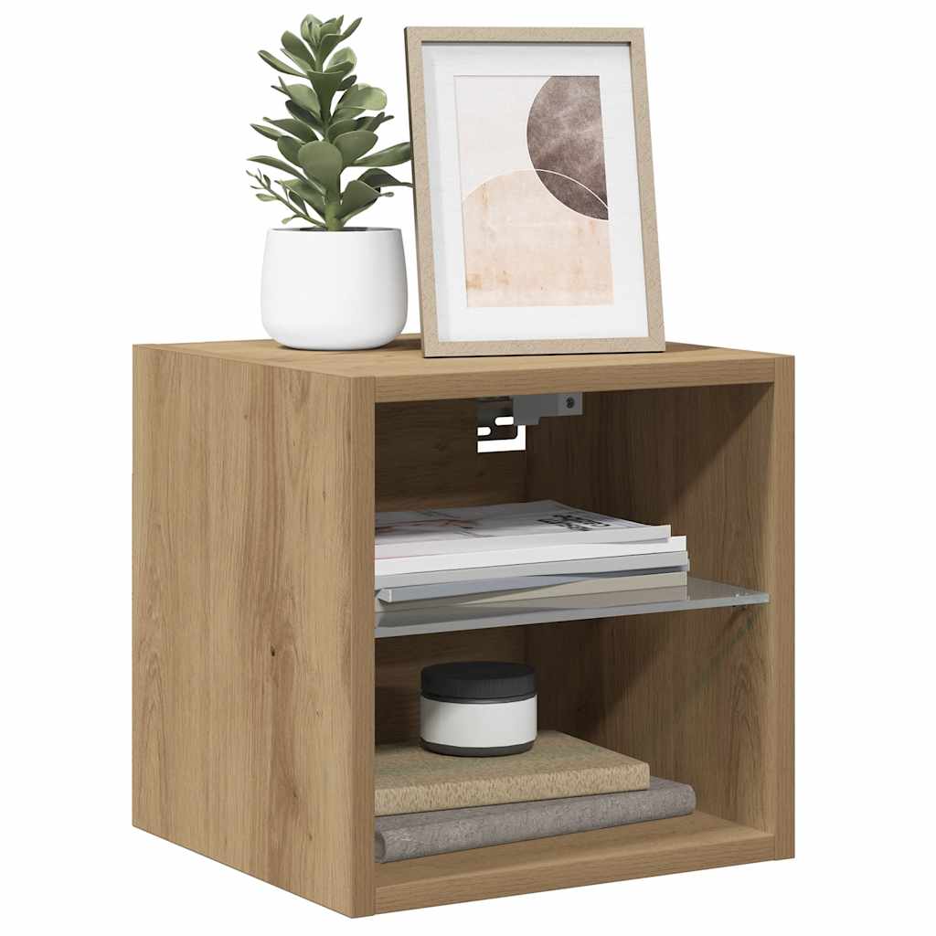 vidaXL TV Wall Cabinets with LED Lights 2 pcs Artisan Oak 30x28,5x30 cm 4