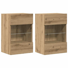Wall Cabinets with LED for TV 40x30x60.5 cm 2 pcs Artisan oak
