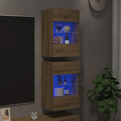 Wall Cabinets with LED for TV 40x30x60.5 cm 2 pcs Artisan oak