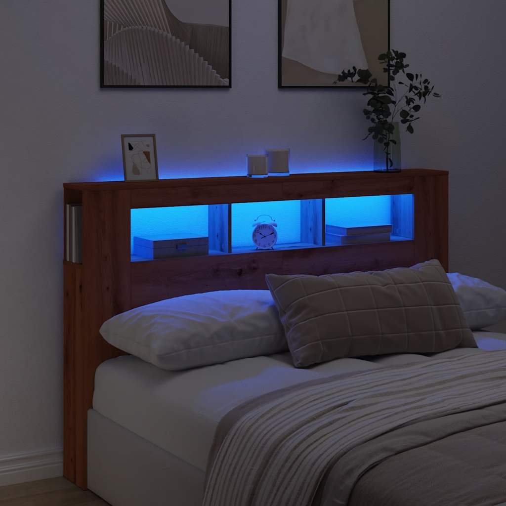 LED Headboard 100x18.5x103.5 cm Engineered Wood Artisan Oak 160 x 103.5 cm