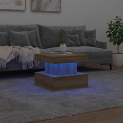 vidaXL Coffee Table with LED Lights Artisian Oak 50x50x40 cm 4