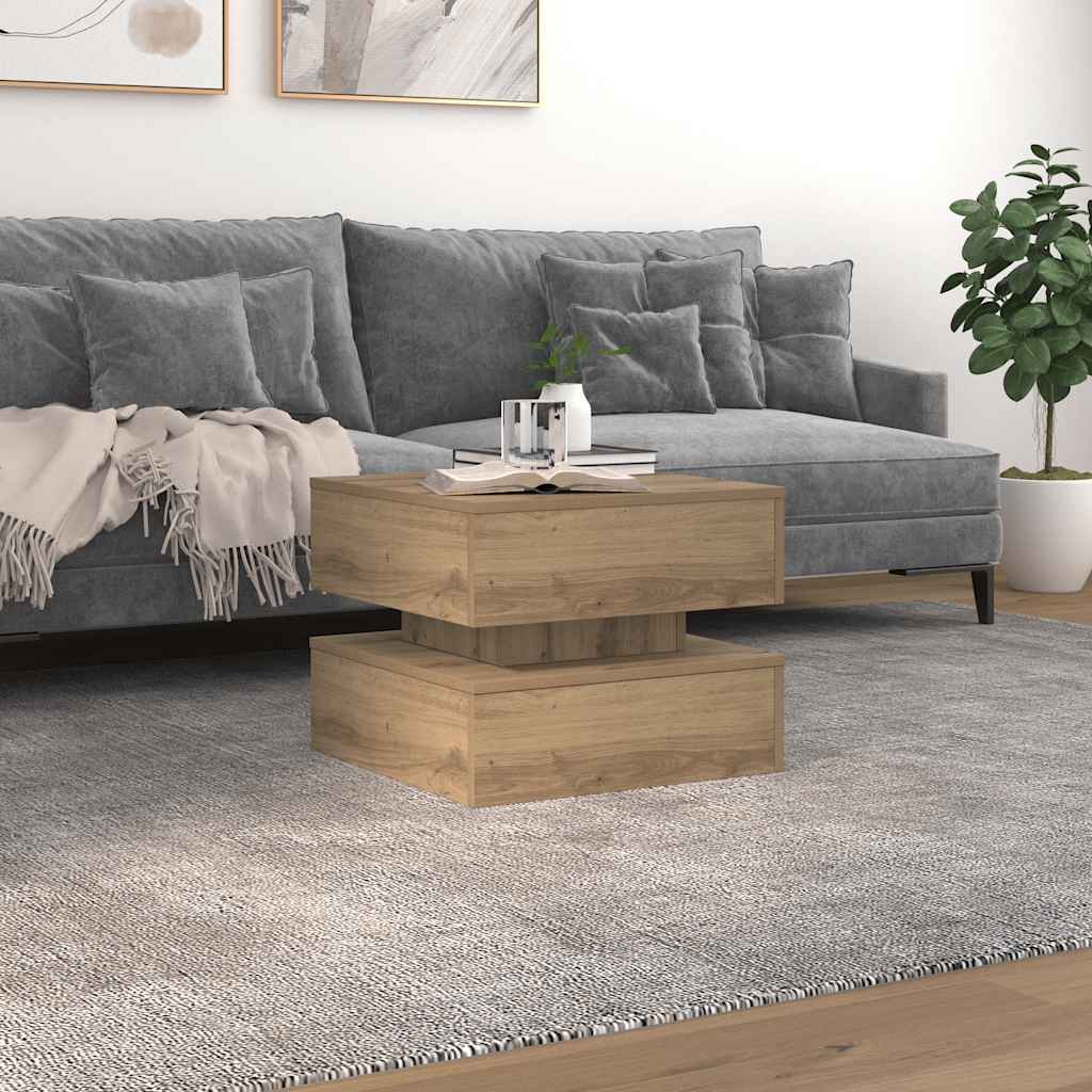 vidaXL Coffee Table with LED Lights Artisian Oak 50x50x40 cm 1