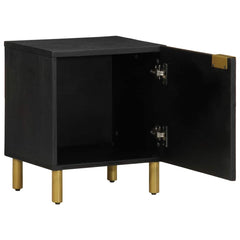 Bedside Cabinet Black Solid Wood Mango