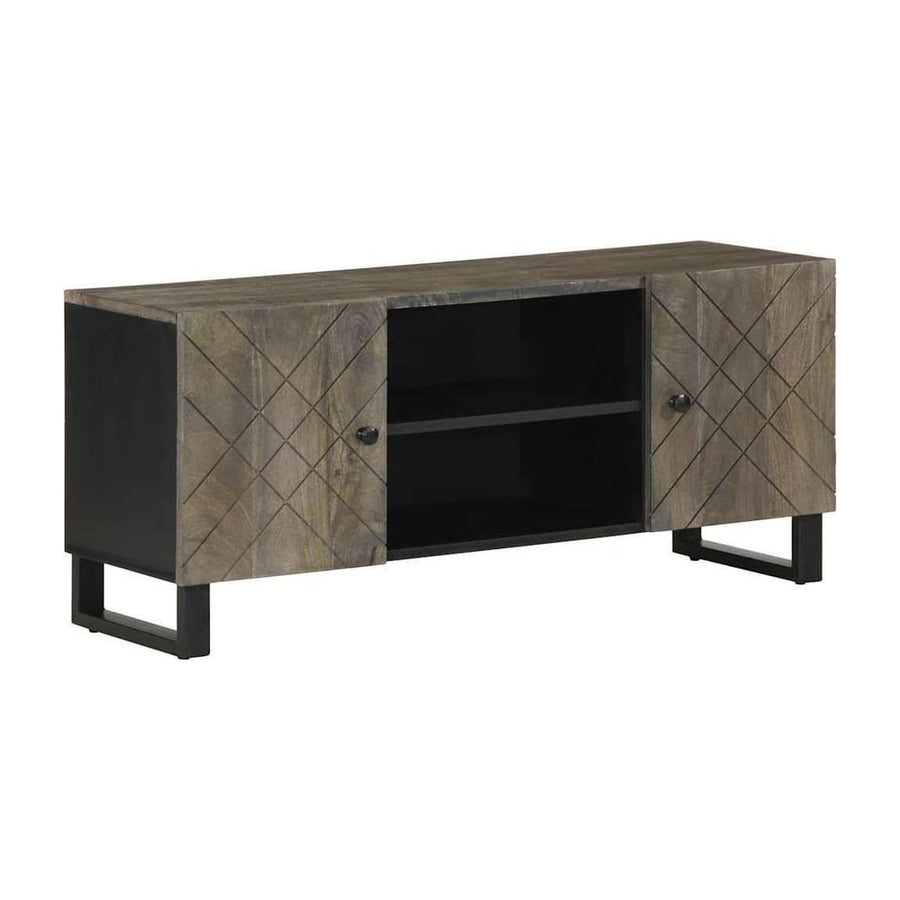 TV Cabinet Black Solid Wood Mango