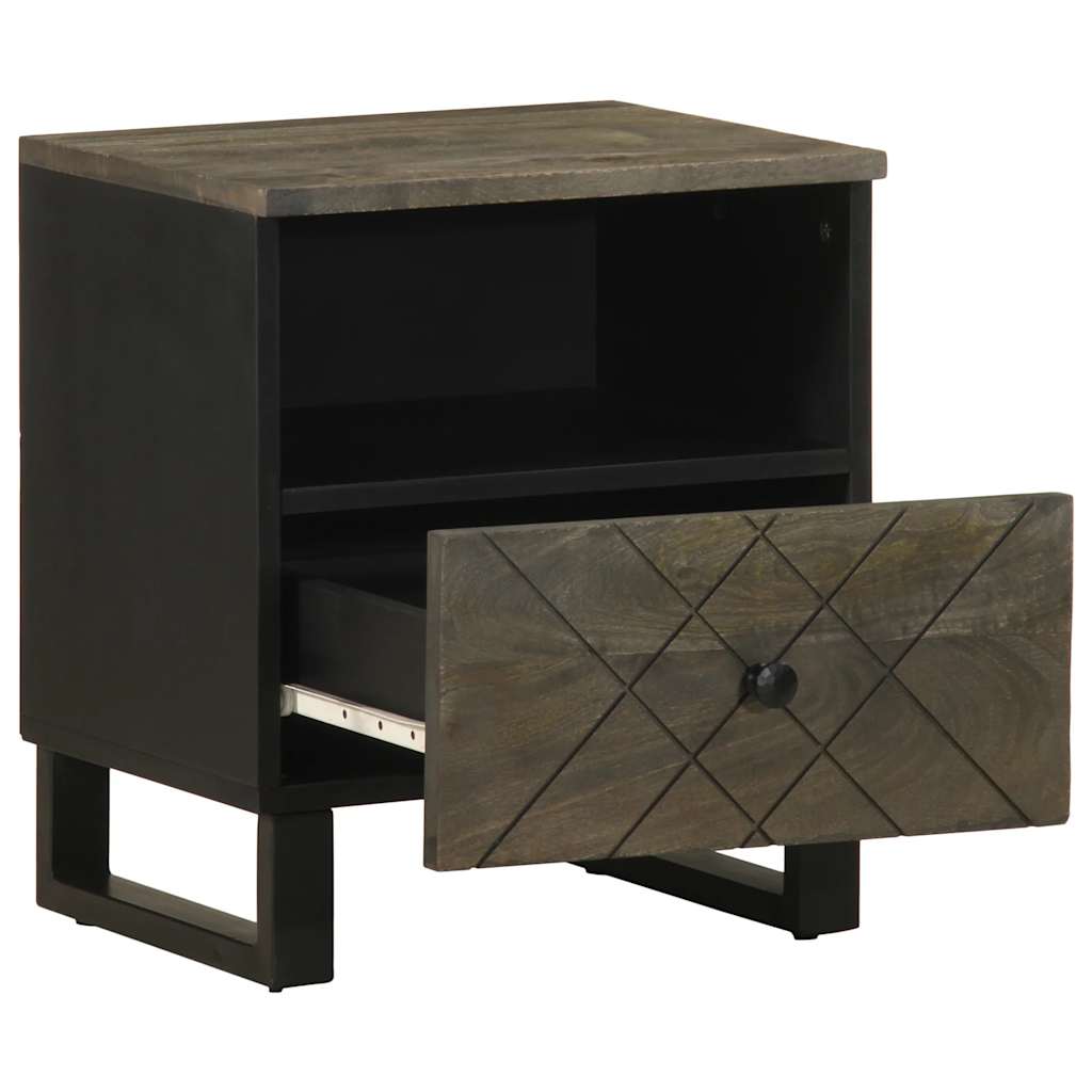 vidaXL Bedside Cabinet Black 40x33x46 cm Solid Wood Mango 2