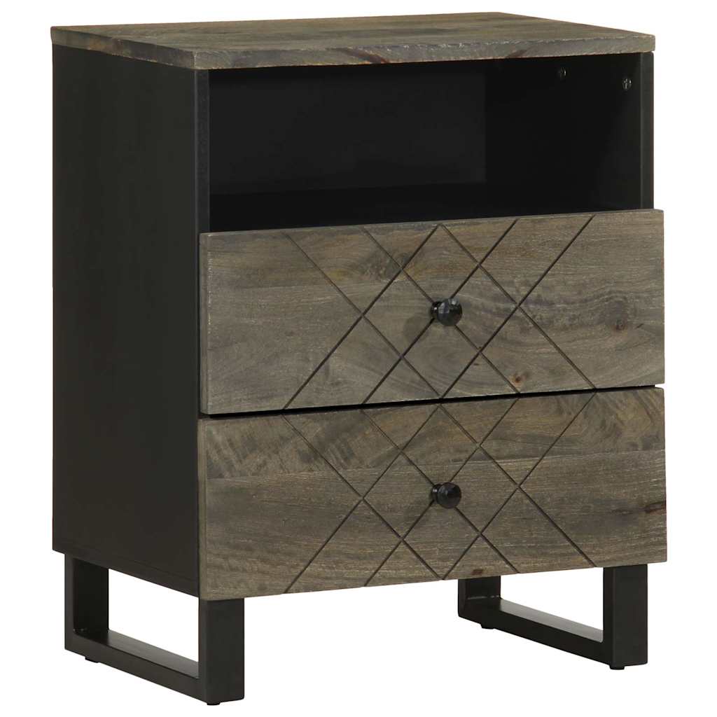 vidaXL Bedside Cabinet Black 50x33x62 cm Solid Wood Mango 1