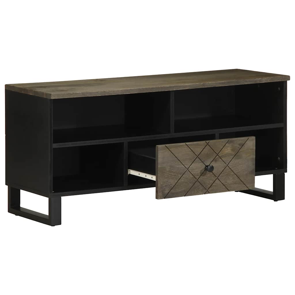 vidaXL TV Cabinet Black 100x33x46 cm Solid Wood Mango 2