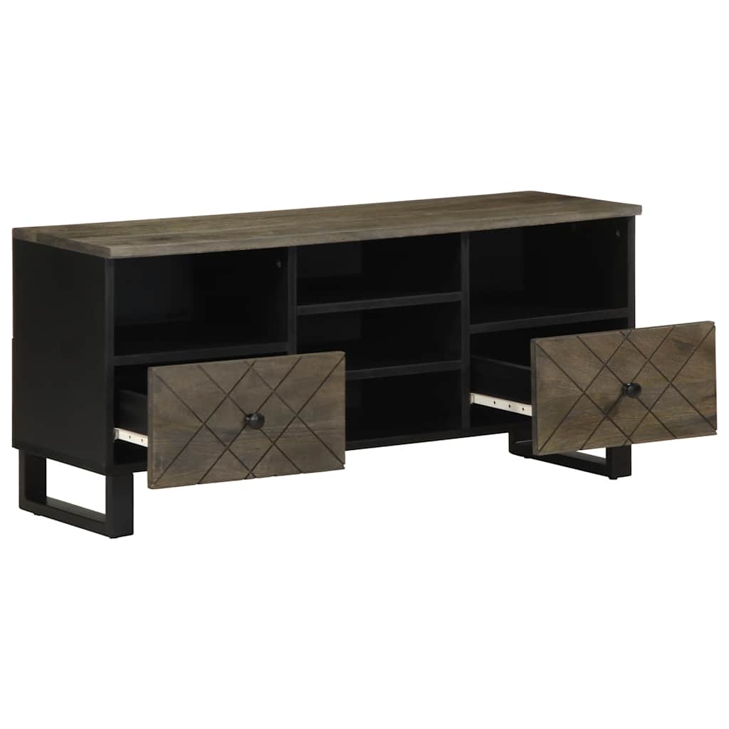 TV Cabinet Black Solid Wood Mango, image 2