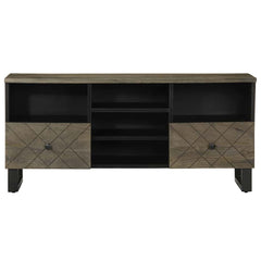 TV Cabinet Black Solid Wood Mango, image 3