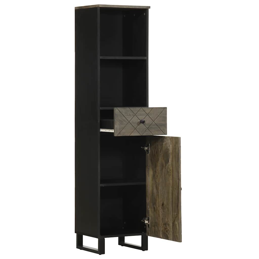 vidaXL Bathroom Cabinet Black 38x33x160 cm Solid Wood Mango 2