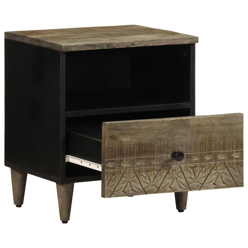 vidaXL Bedside Cabinet Light Grey 40x33x46 cm Solid Wood Mango 3
