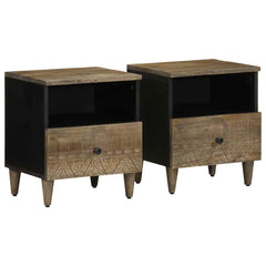 vidaXL Bedside Cabinets 2 pcs Light Grey 40x33x46 cm Solid Wood Mango 1