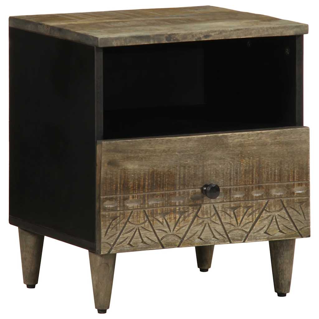 Bedside Cabinet Light Grey Solid Wood Mango
