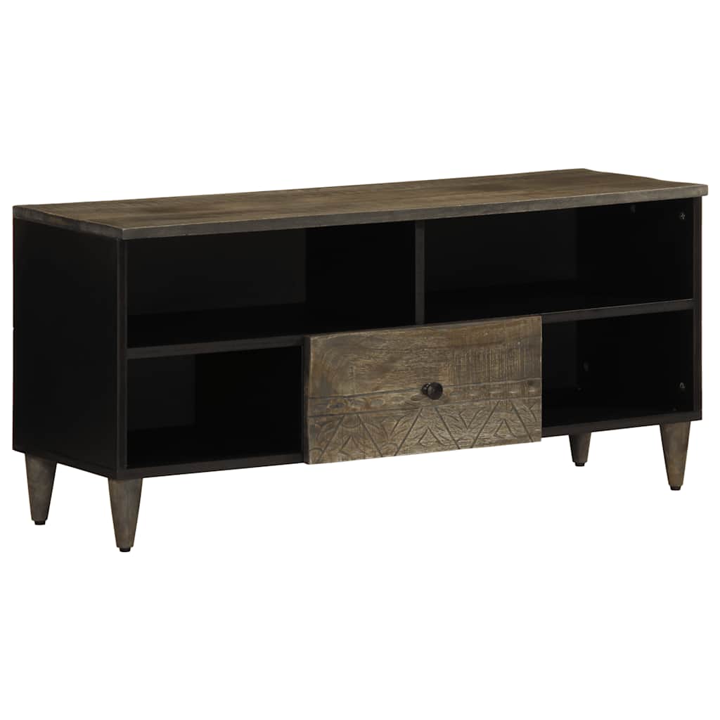 vidaXL TV Cabinet Black 100x33x46 cm Solid Wood Mango 1